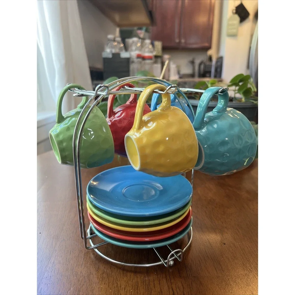Tea Saucers & Cups Multicolor -missing Orange Cup